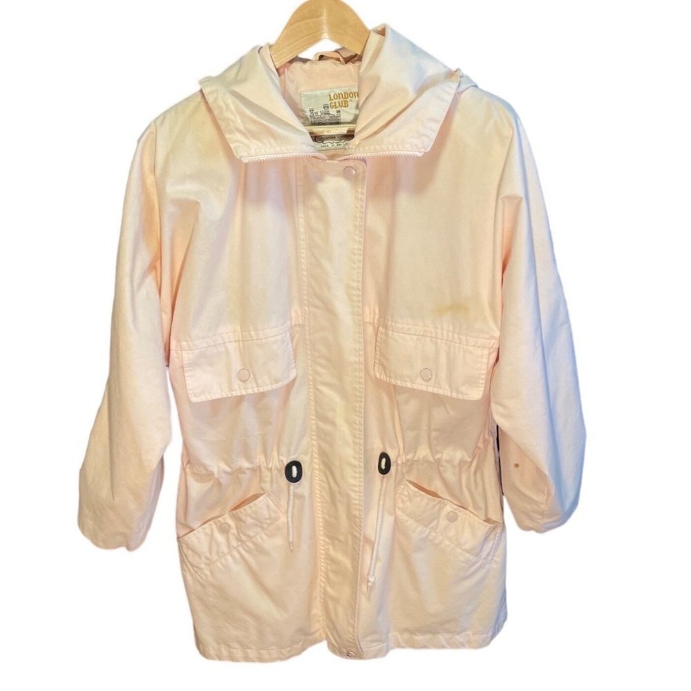 Vintage 90s London Fog Light Pink Hooded Long Ski Jacket Sz M